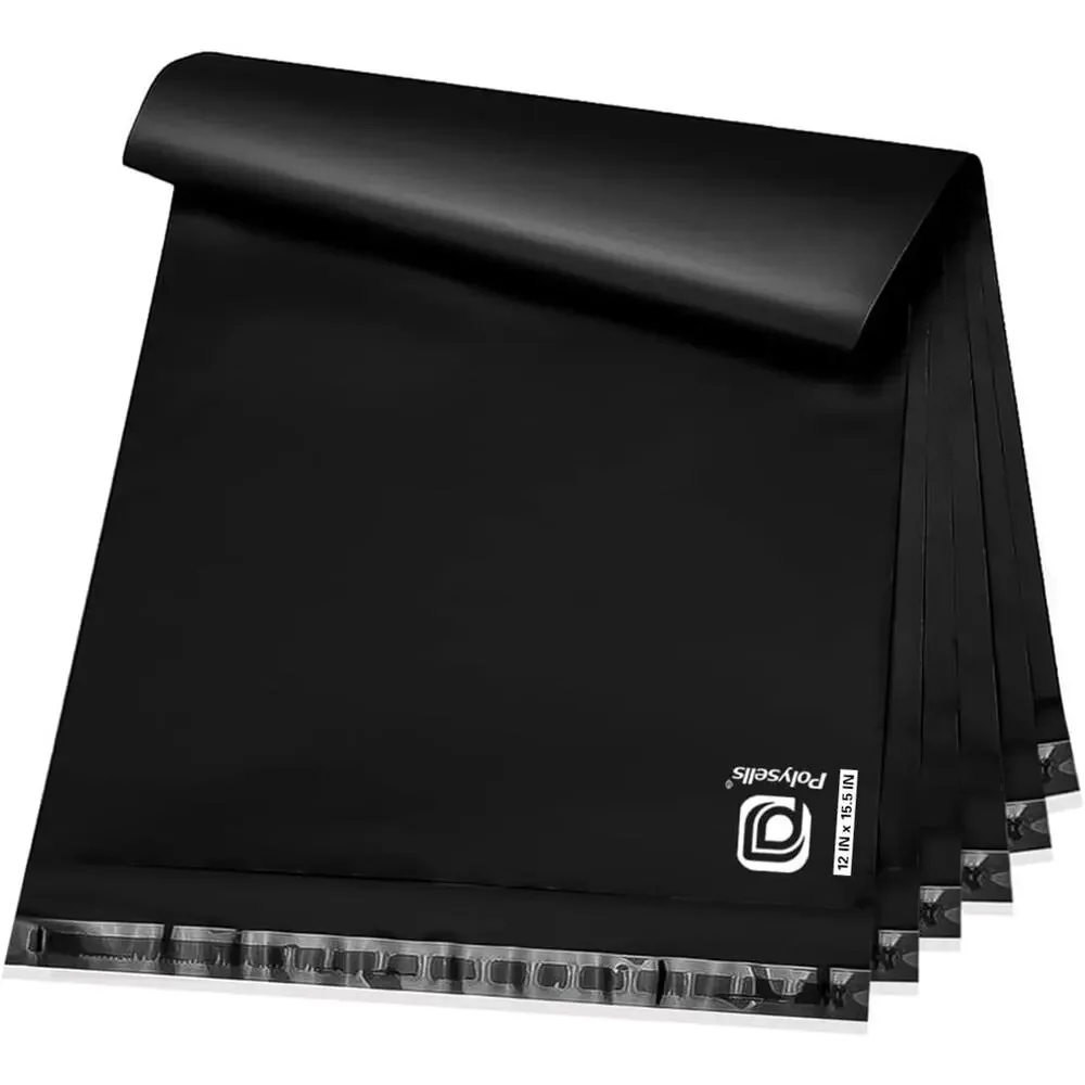 POLYMAILERS BLACK SHIPPING BAGS 10 PACK 12X15.5 SELF SEAL MAILERS